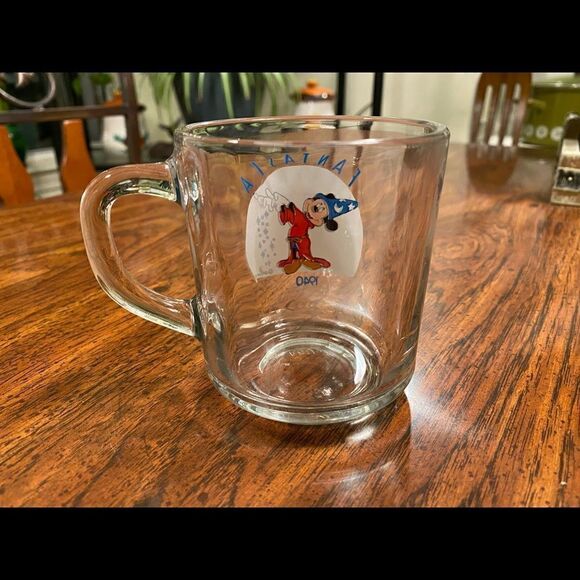 Disney Mickey Mouse Fantasia 1940 Glass Coffee Cup Mug - Picture 1 of 4